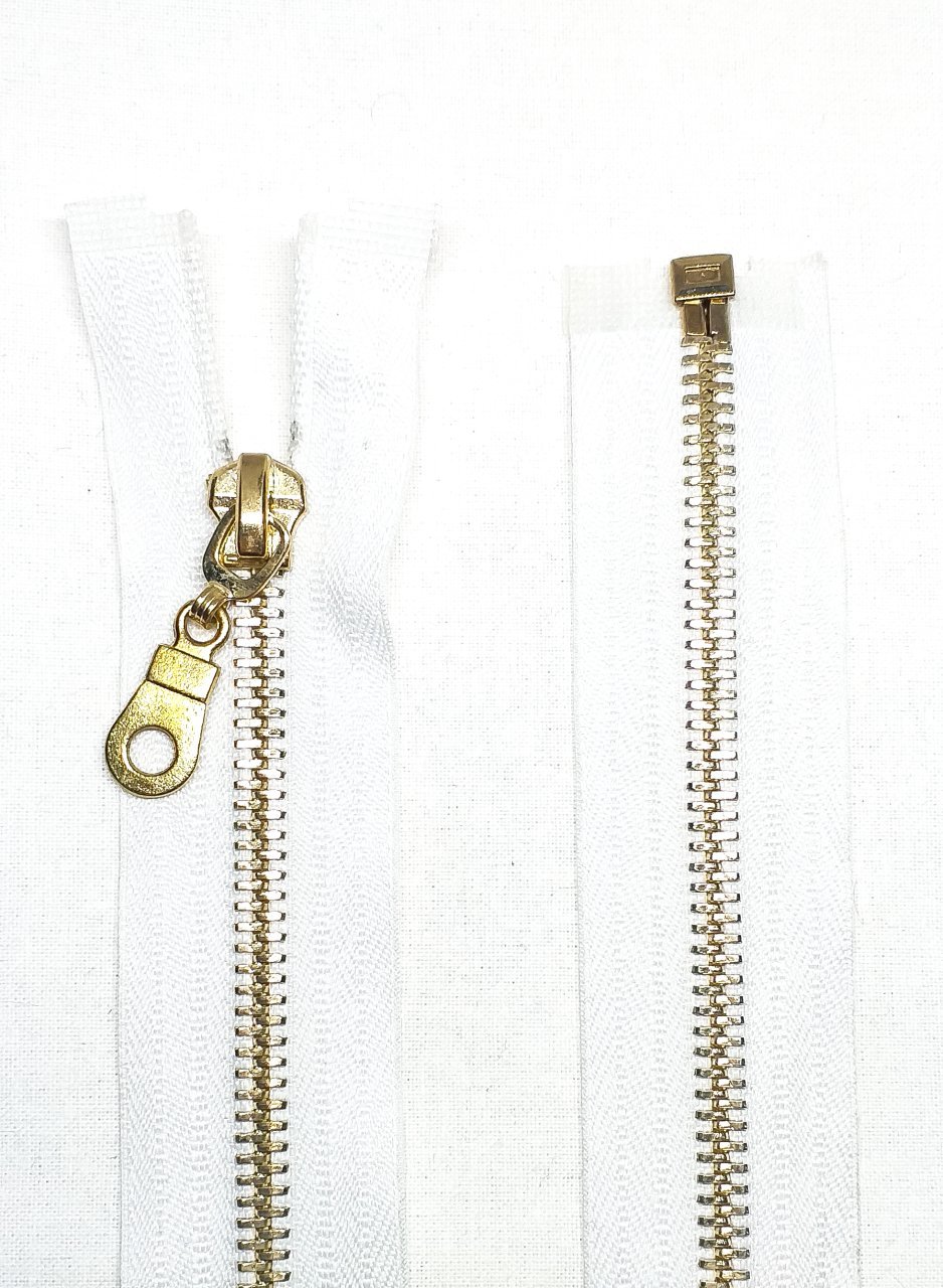 80cm Beyaz Metal Gold Dişli Fermuar