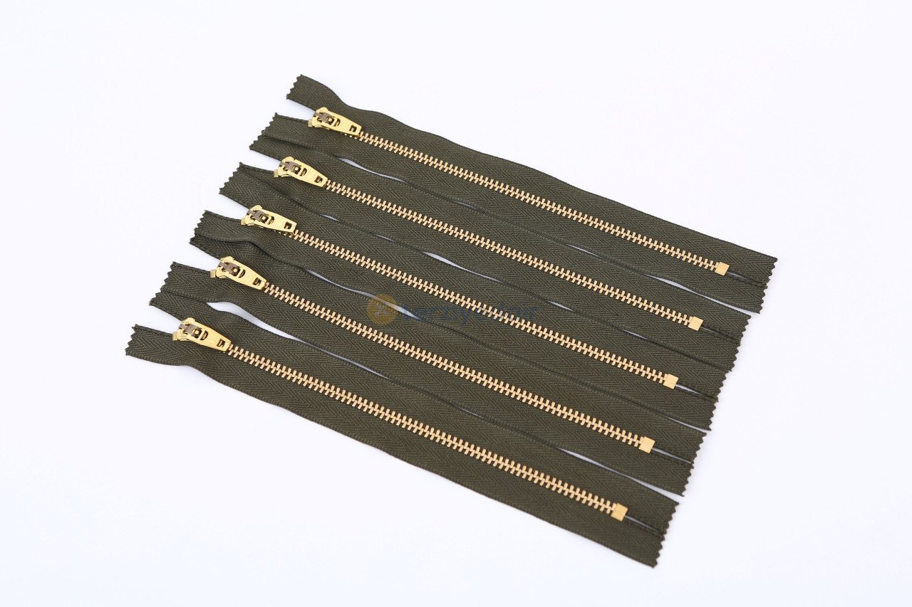 5 Adet 18cm Asker Yeşili Metal Fermuarı