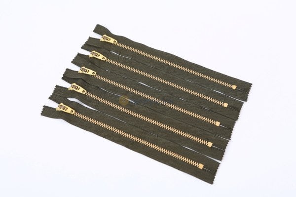 5 Adet 18cm Asker Yeşili Metal Fermuarı