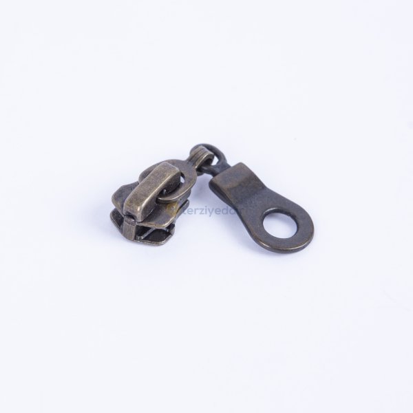 Metal Mont Fermuarı Başlığı Elcikli 10 Adet Antik