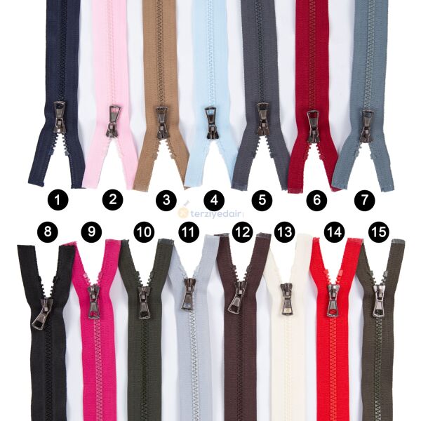 15'li Karışık Renkli Kemik Mont Fermuarı