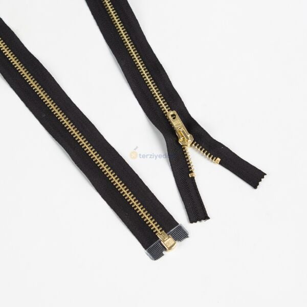 80cm Siyah Metal Gold Dişli Fermuar