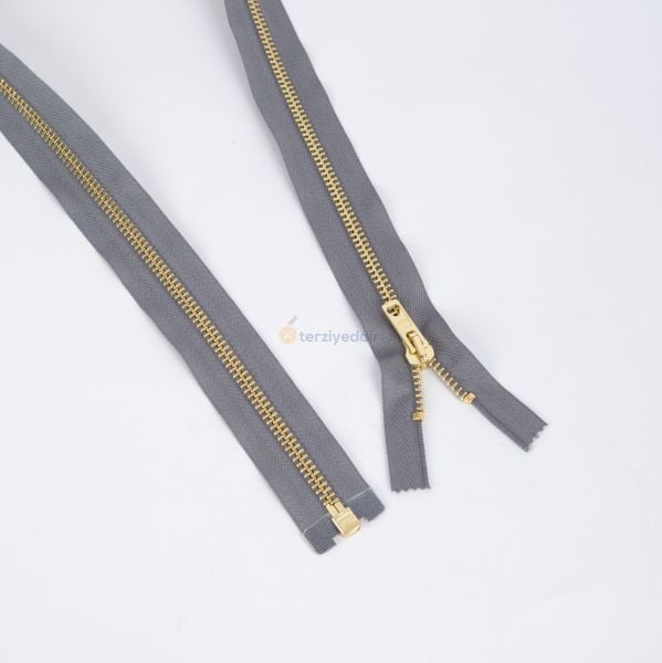 80cm Gri Metal Gold Dişli Fermuar