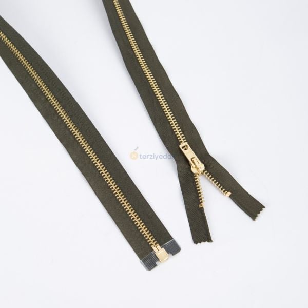 80cm Haki Metal Gold Dişli Fermuar