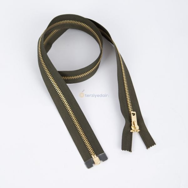 80cm Haki Metal Gold Dişli Fermuar