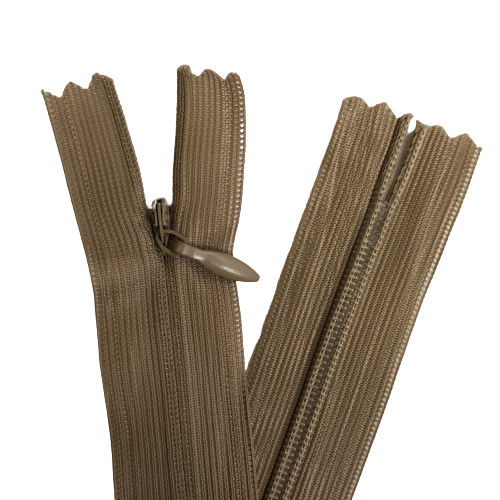 5 Adet 60cm Koyu Bej Gizli Fermuar