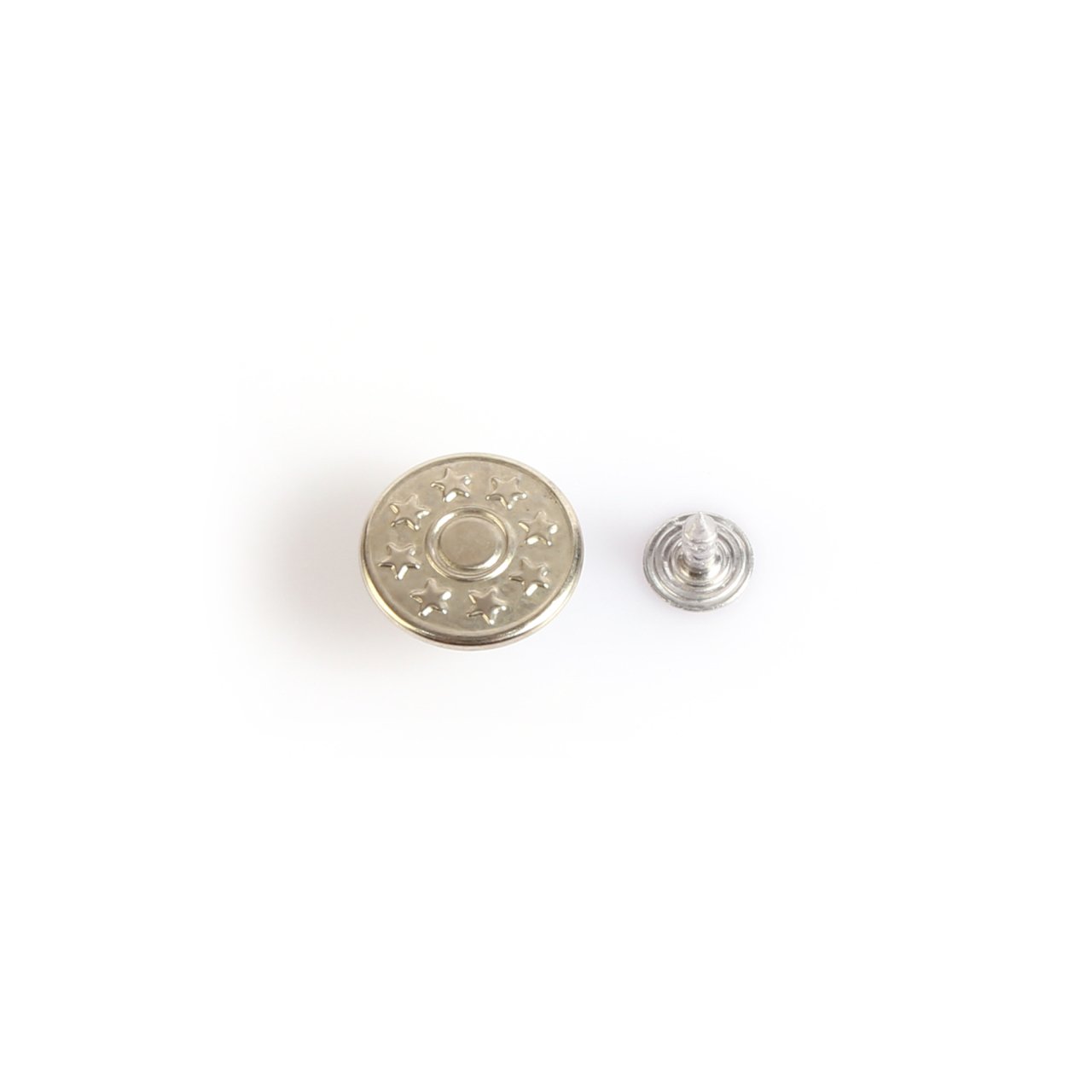 17mm Yıldızlı Gümüş Kot Düğmesi 100 Adet Sac