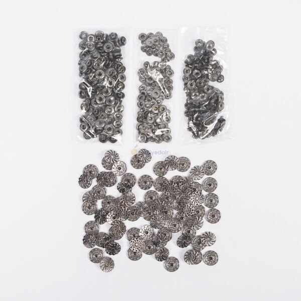 20mm Mont Çıtçıt Zamak Çıtçıt Çiçekli 100 Adet Füme