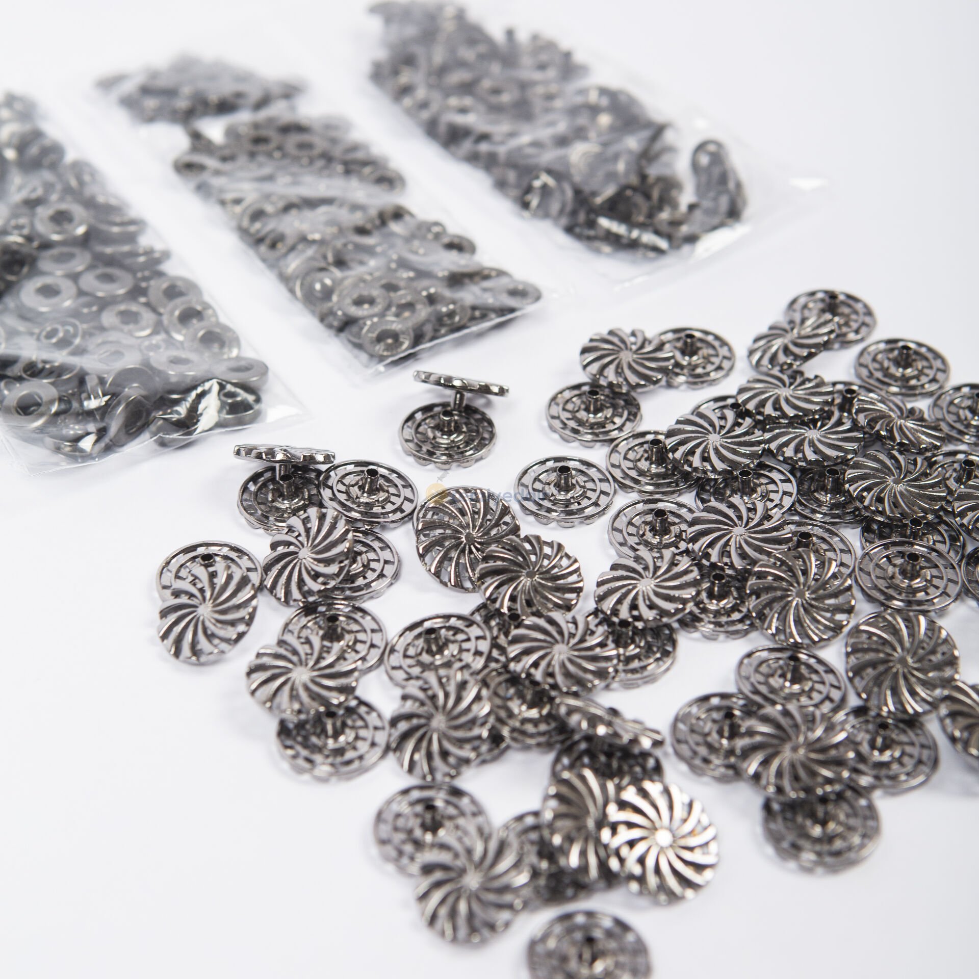 20mm Mont Çıtçıt Zamak Çıtçıt Çiçekli 100 Adet Füme