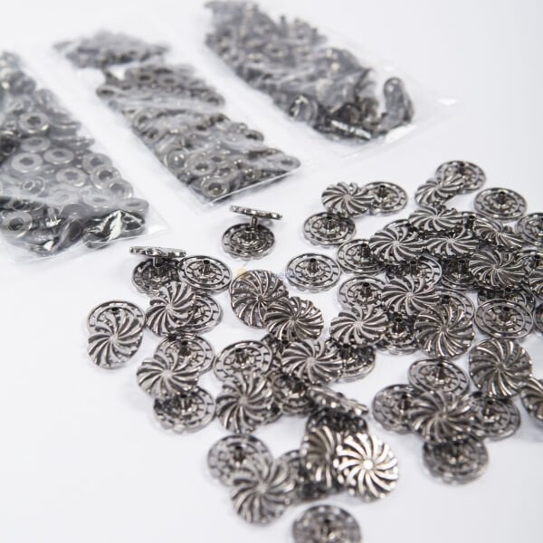 20mm Mont Çıtçıt Zamak Çıtçıt Çiçekli 100 Adet Füme