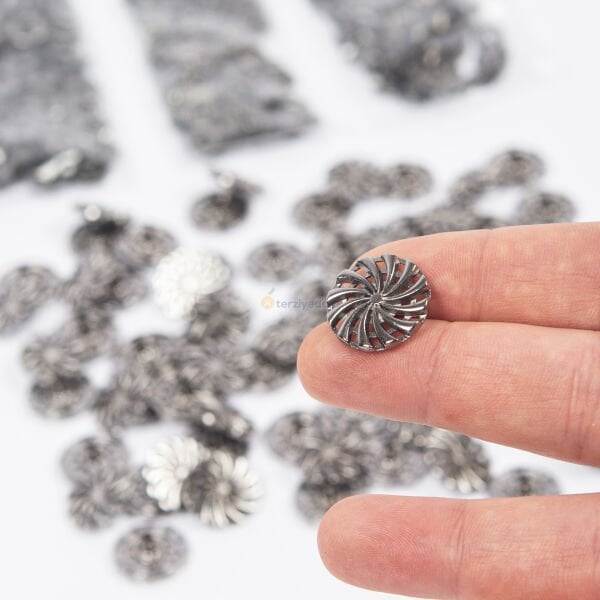 20mm Mont Çıtçıt Zamak Çıtçıt Çiçekli 100 Adet Füme